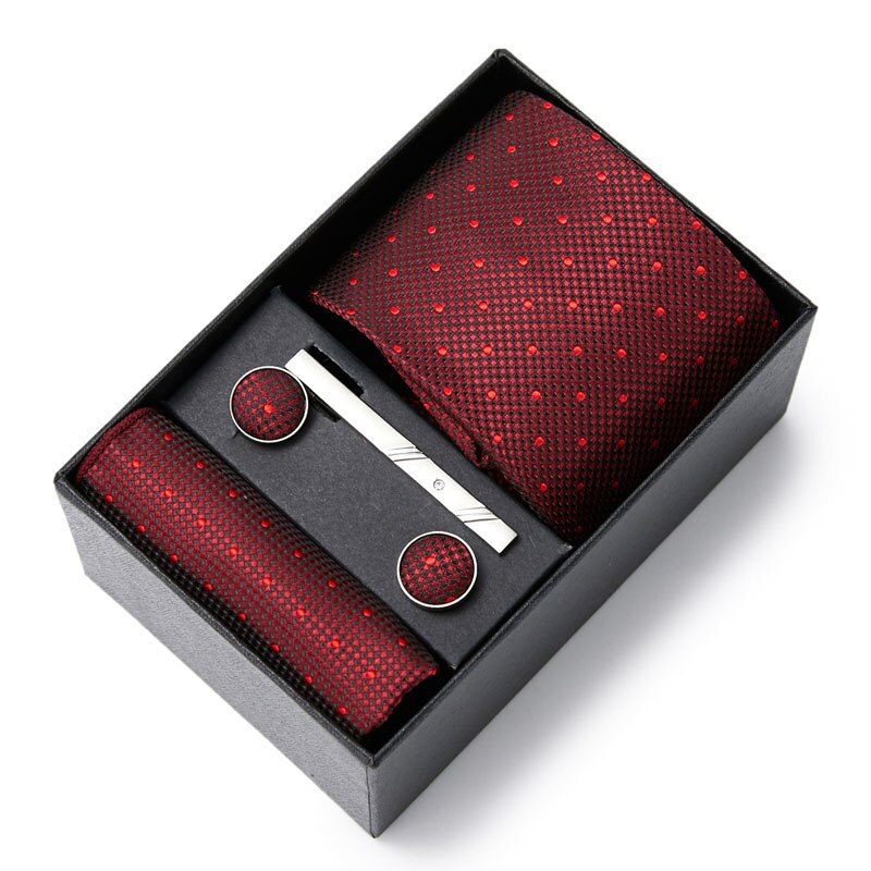 Gift Box Custom Mariage Ties Hankie Cufflinks Sets