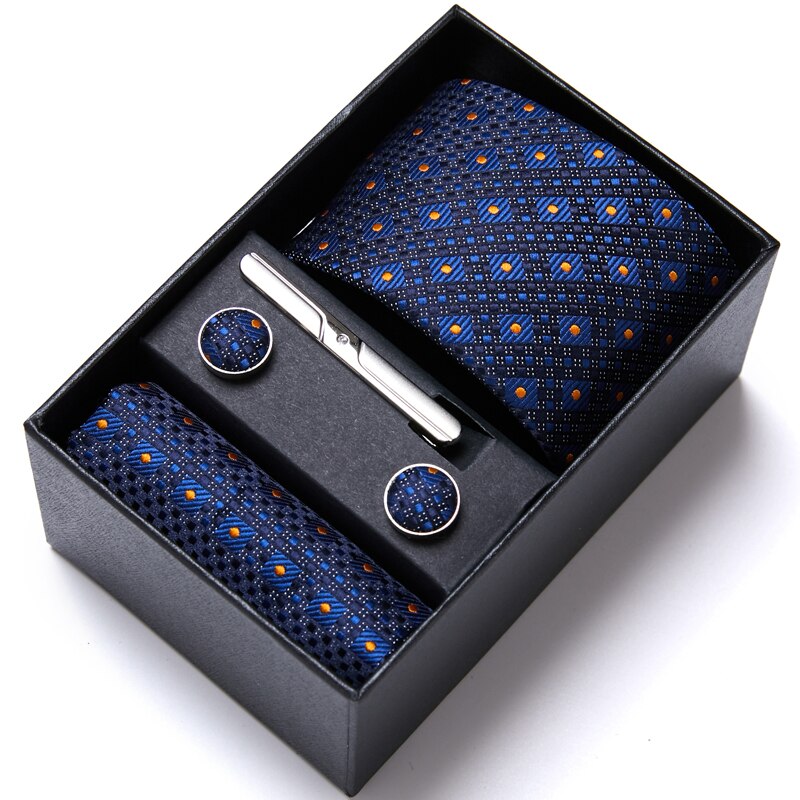 Gift Box Custom Mariage Ties Hankie Cufflinks Sets