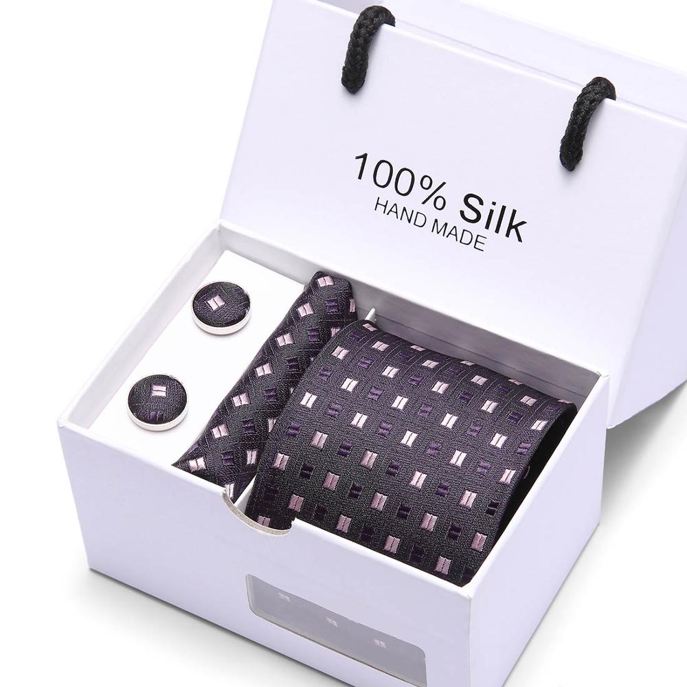 Fashion Silk Necktie Hanky Cufflink Set Ties