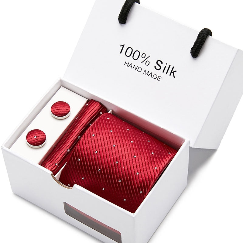 Gift box Luxury Necktie Pocket Square Cufflinks Handkerchief