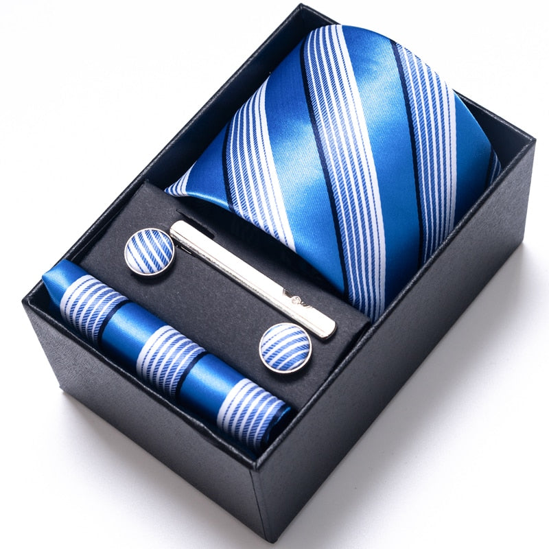 Gift Box Custom Mariage Ties Hankie Cufflinks Sets