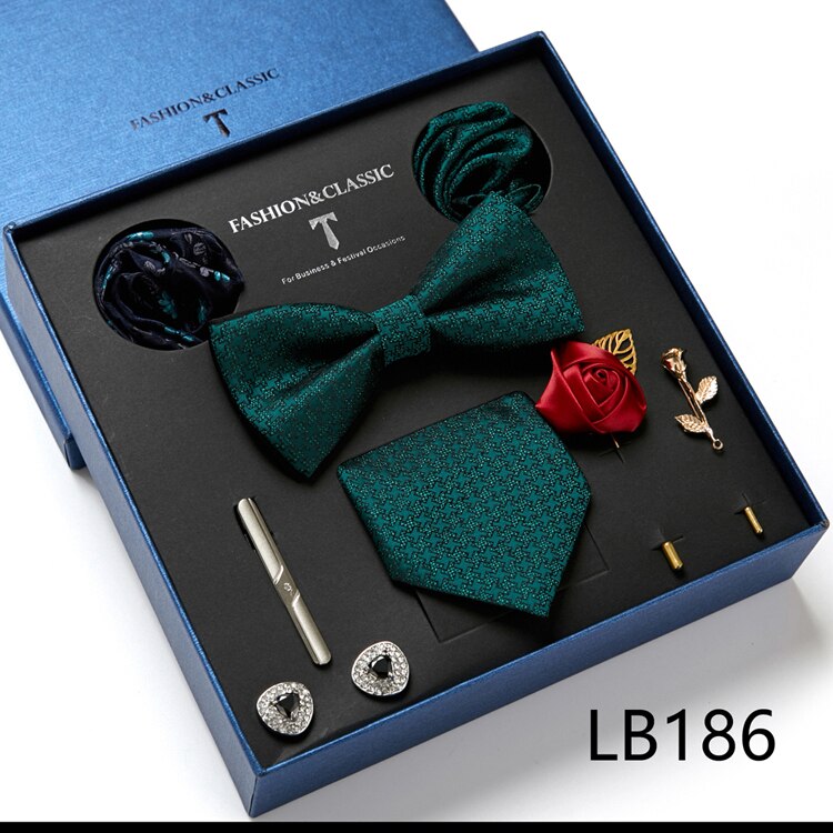 8 Piece Custom Ties Hanky Cufflinks Bowtie Gift Box Sets