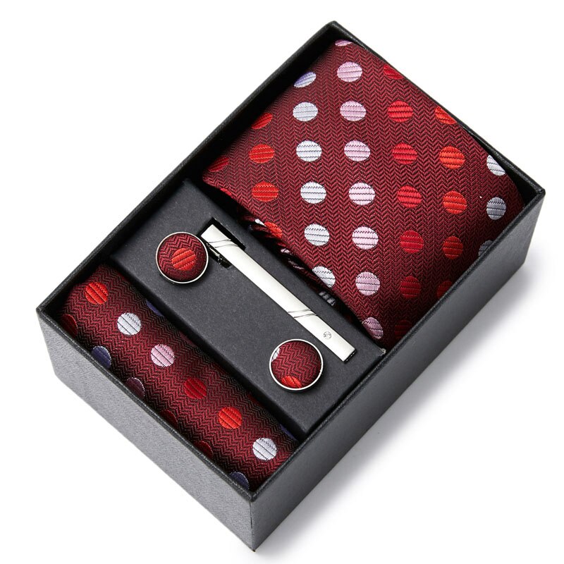 Gift Box Custom Mariage Ties Hankie Cufflinks Sets