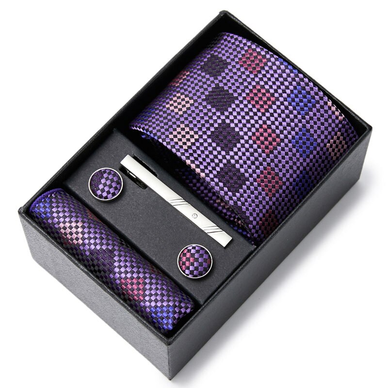 Gift Box Custom Mariage Ties Hankie Cufflinks Sets