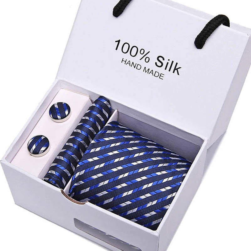 Gift box Luxury Necktie Pocket Square Cufflinks Handkerchief