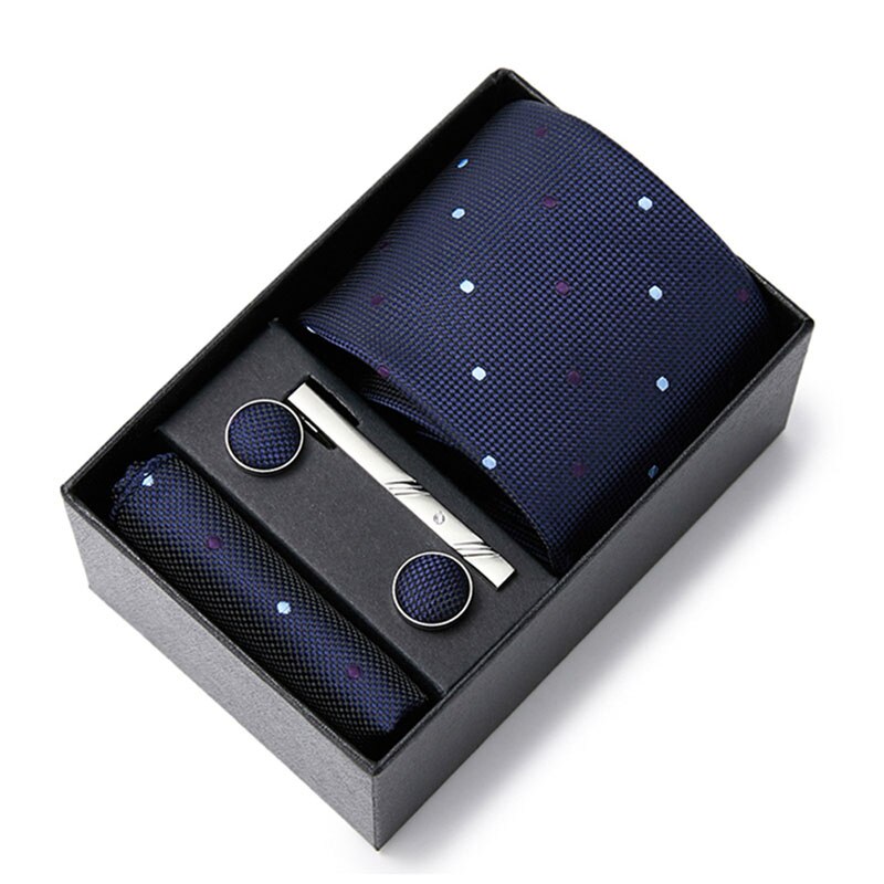 Gift Box Custom Mariage Ties Hankie Cufflinks Sets