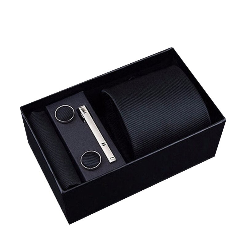 Gift Box Custom Mariage Ties Hankie Cufflinks Sets