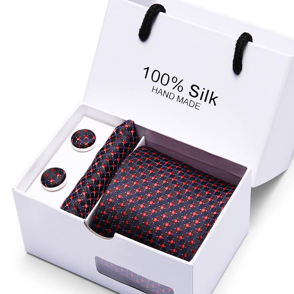 Fashion Silk Necktie Hanky Cufflink Set Ties