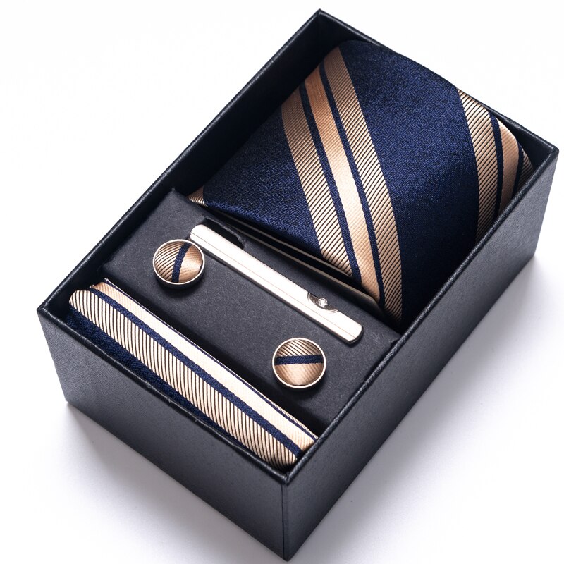 Gift Box Custom Mariage Ties Hankie Cufflinks Sets