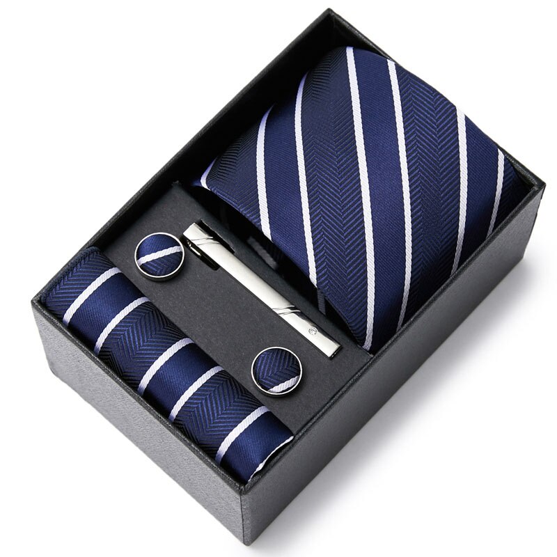 Gift Box Custom Mariage Ties Hankie Cufflinks Sets