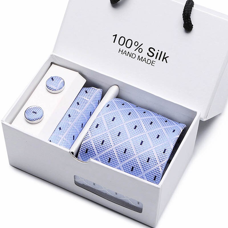 Gift box Luxury Necktie Pocket Square Cufflinks Handkerchief