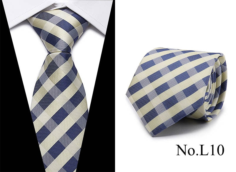 Men's Striped Plaid Pattern Business Silk Tie