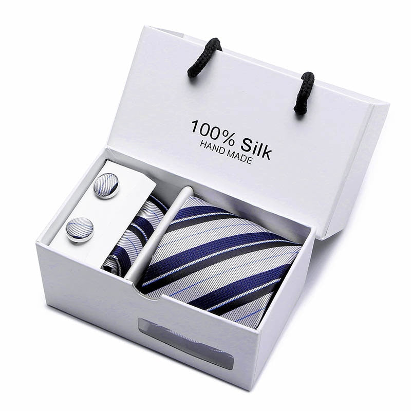 Fashion Silk Necktie Hanky Cufflink Set Ties