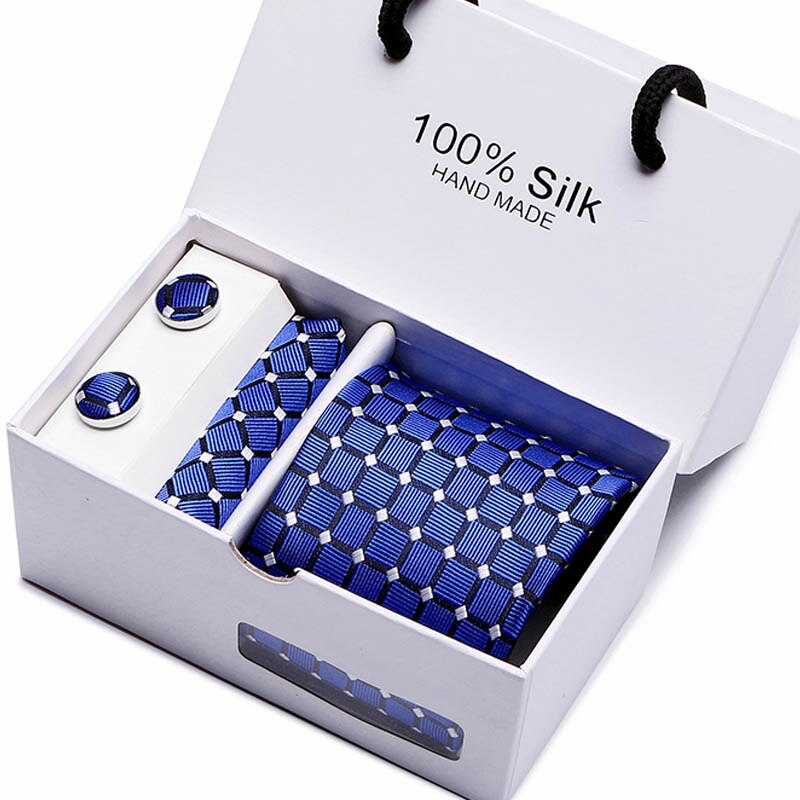 Gift box Luxury Necktie Pocket Square Cufflinks Handkerchief