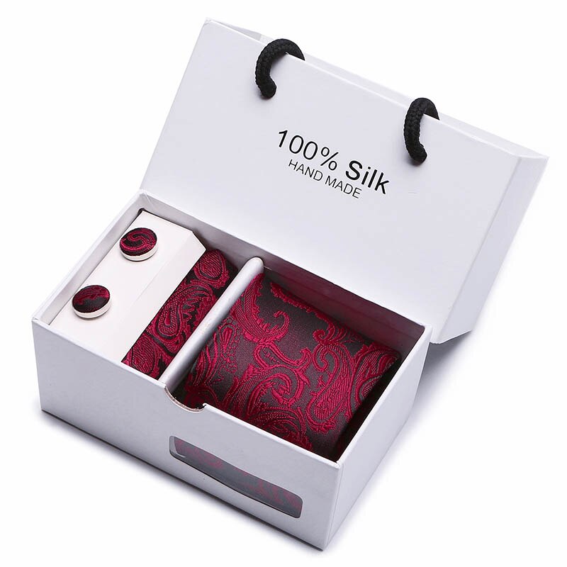 Gift box Luxury Necktie Pocket Square Cufflinks Handkerchief