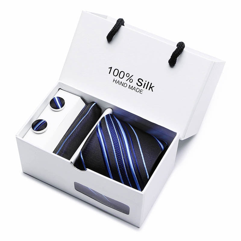 Gift box Luxury Necktie Pocket Square Cufflinks Handkerchief