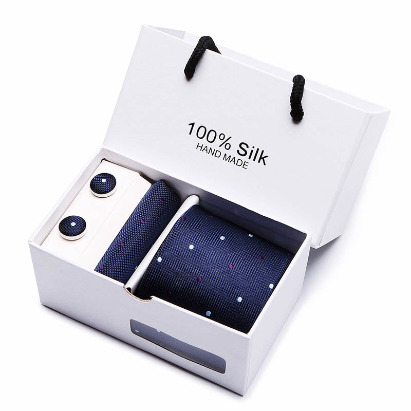 Gift box Luxury Necktie Pocket Square Cufflinks Handkerchief