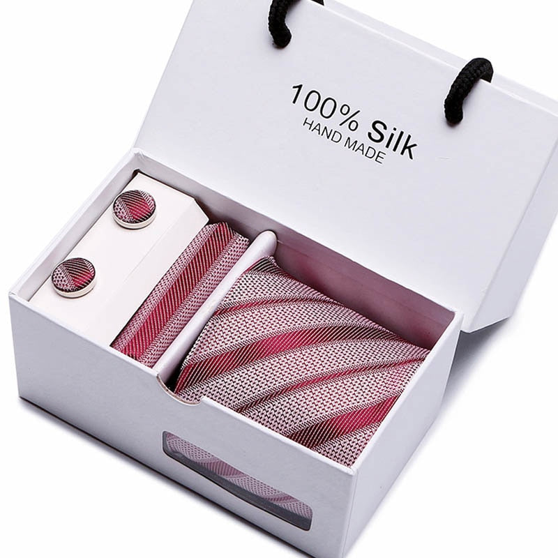 Gift box Luxury Necktie Pocket Square Cufflinks Handkerchief