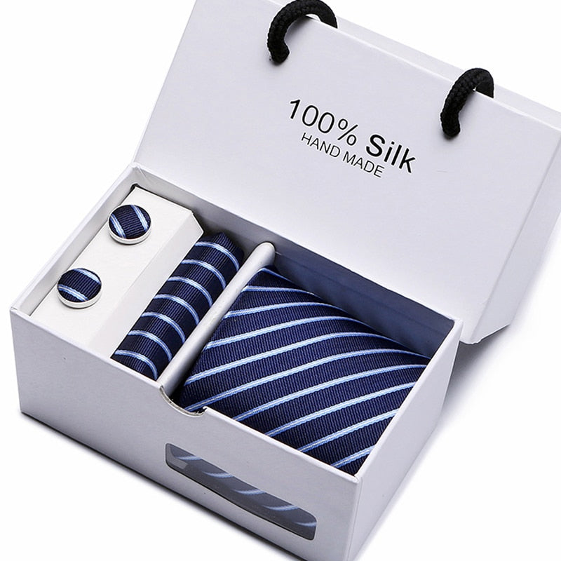 Gift box Luxury Necktie Pocket Square Cufflinks Handkerchief