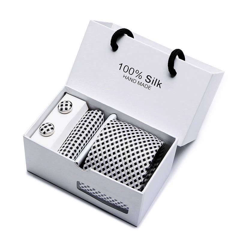 Gift box Luxury Necktie Pocket Square Cufflinks Handkerchief