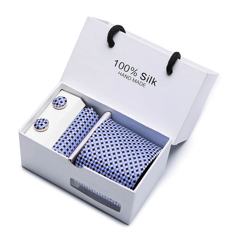 Gift box Luxury Necktie Pocket Square Cufflinks Handkerchief