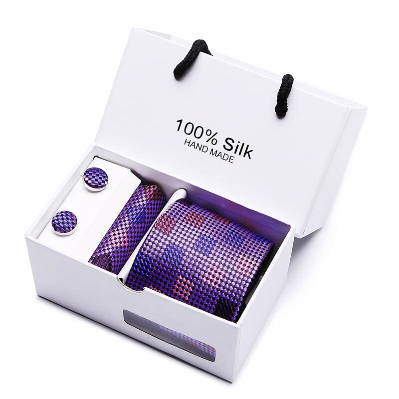 Gift box Luxury Necktie Pocket Square Cufflinks Handkerchief