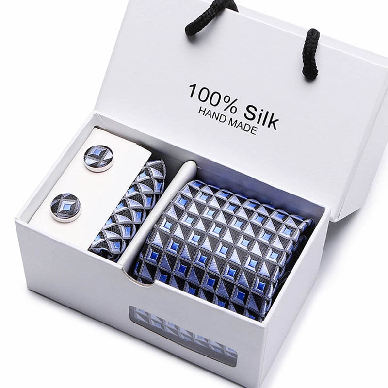 Gift box Luxury Necktie Pocket Square Cufflinks Handkerchief