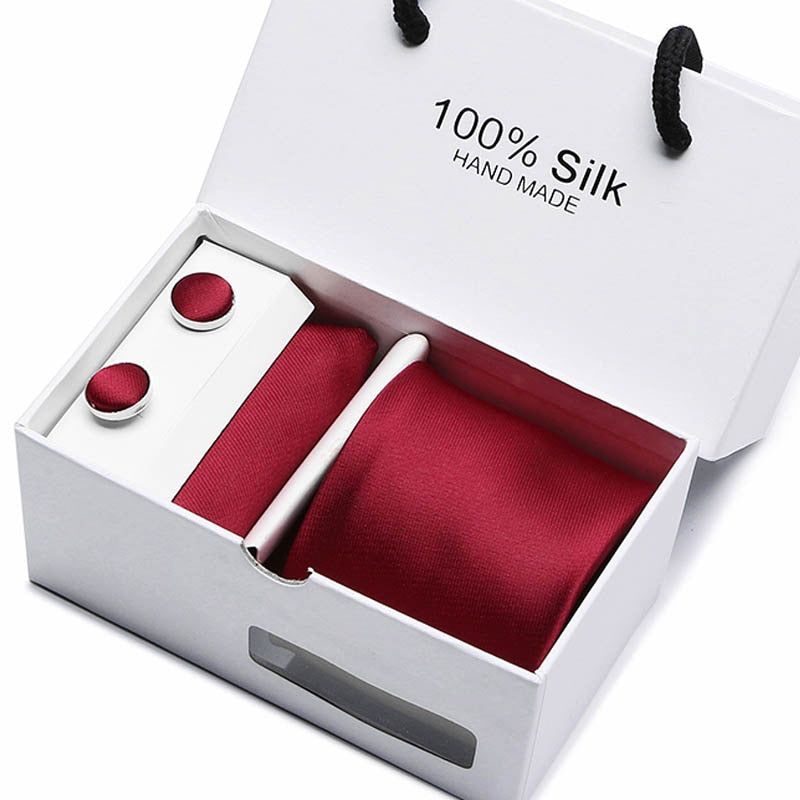 Gift box Luxury Necktie Pocket Square Cufflinks Handkerchief