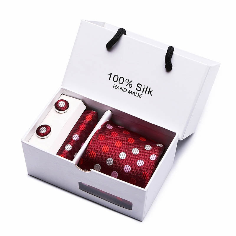 Gift box Luxury Necktie Pocket Square Cufflinks Handkerchief