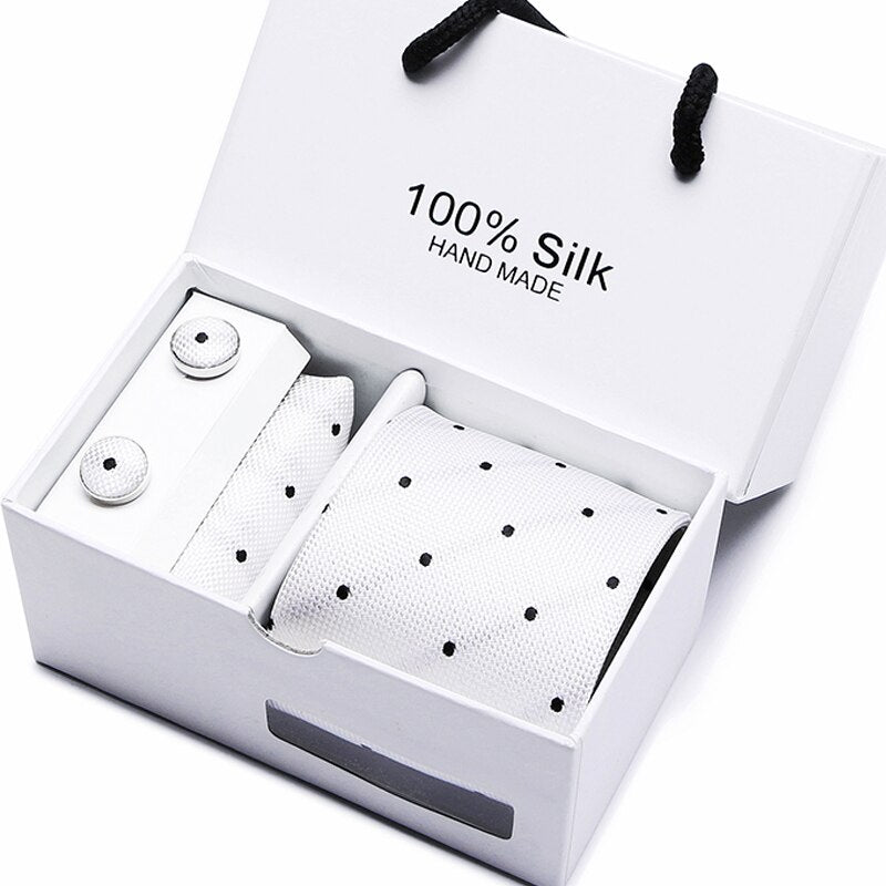 Gift box Luxury Necktie Pocket Square Cufflinks Handkerchief