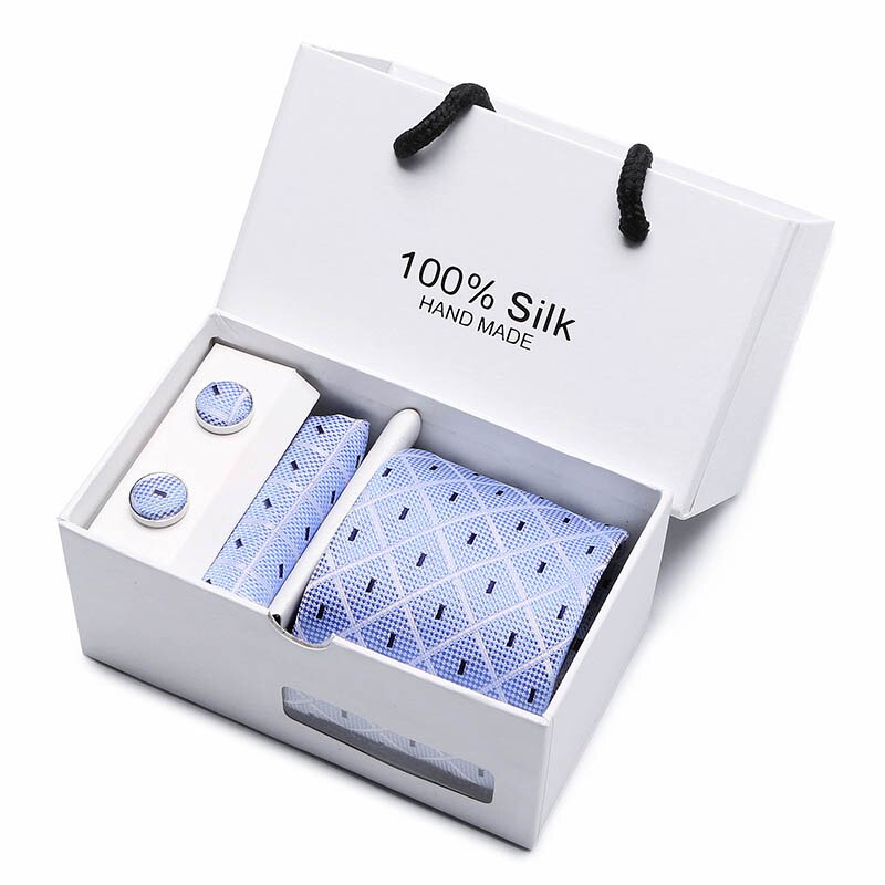 Fashion Silk Necktie Hanky Cufflink Set Ties