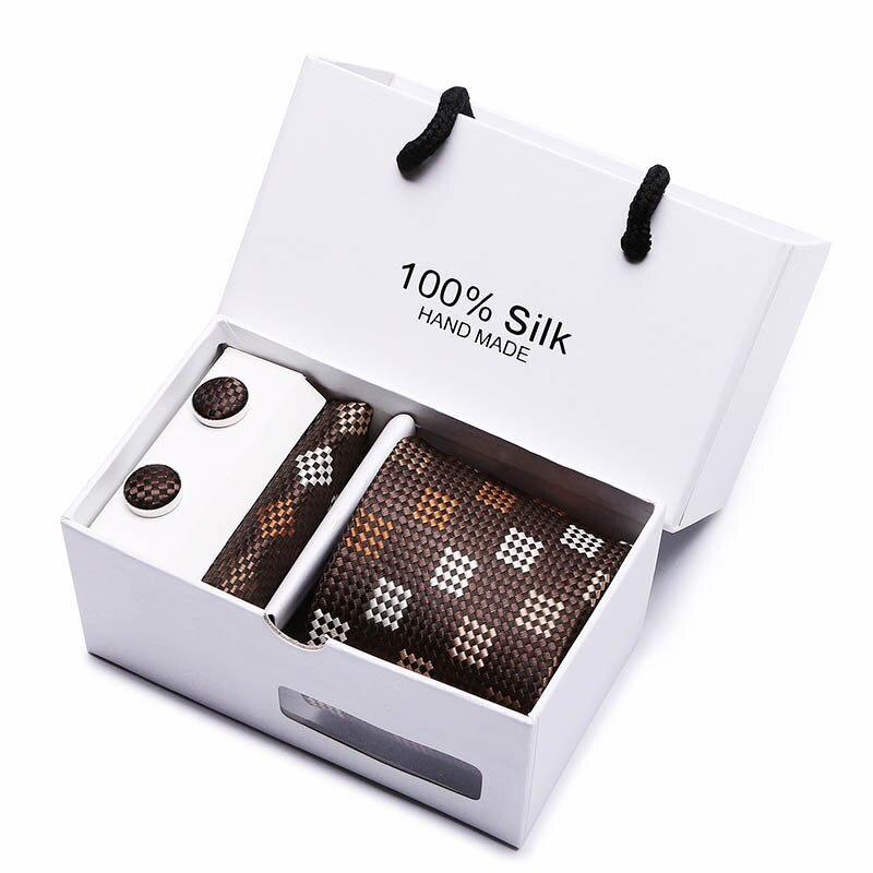 Gift box Luxury Necktie Pocket Square Cufflinks Handkerchief