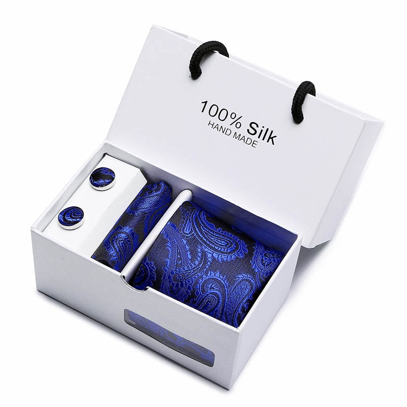 Gift box Luxury Necktie Pocket Square Cufflinks Handkerchief