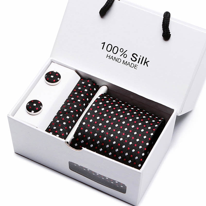 Gift box Luxury Necktie Pocket Square Cufflinks Handkerchief