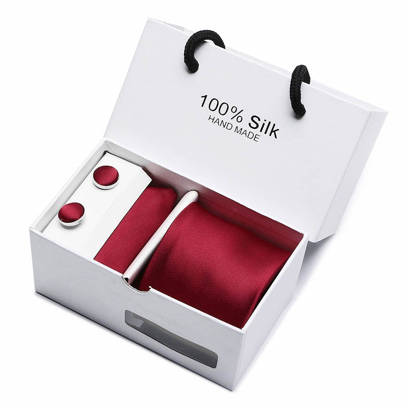 Fashion Silk Necktie Hanky Cufflink Set Ties