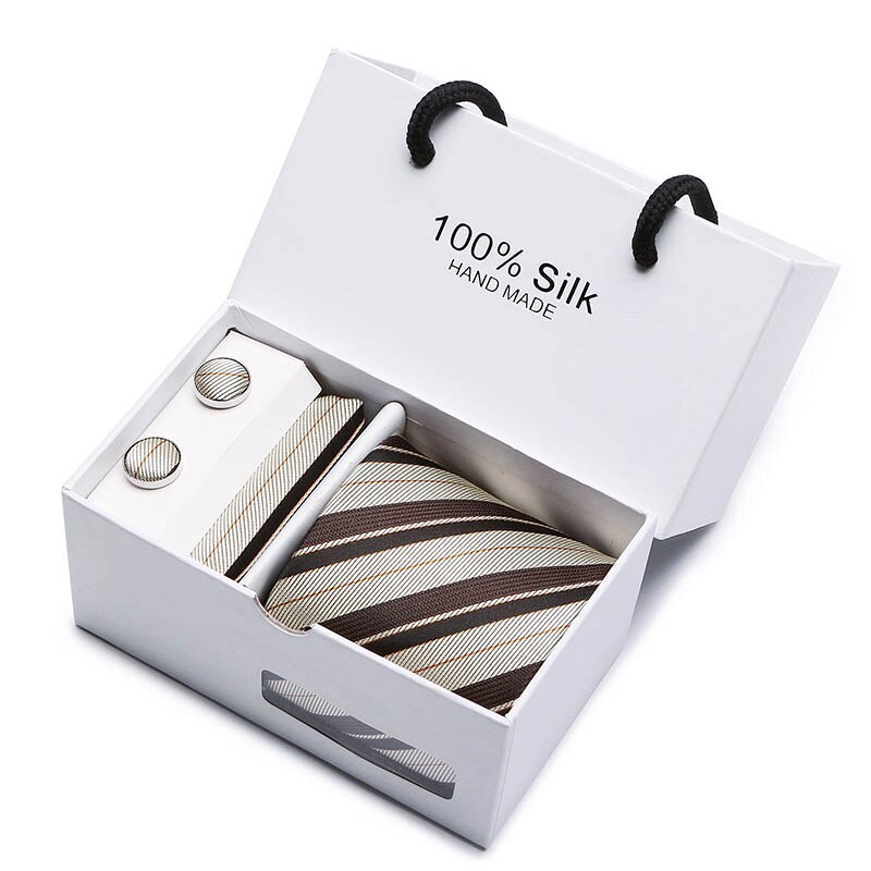 Fashion Silk Necktie Hanky Cufflink Set Ties