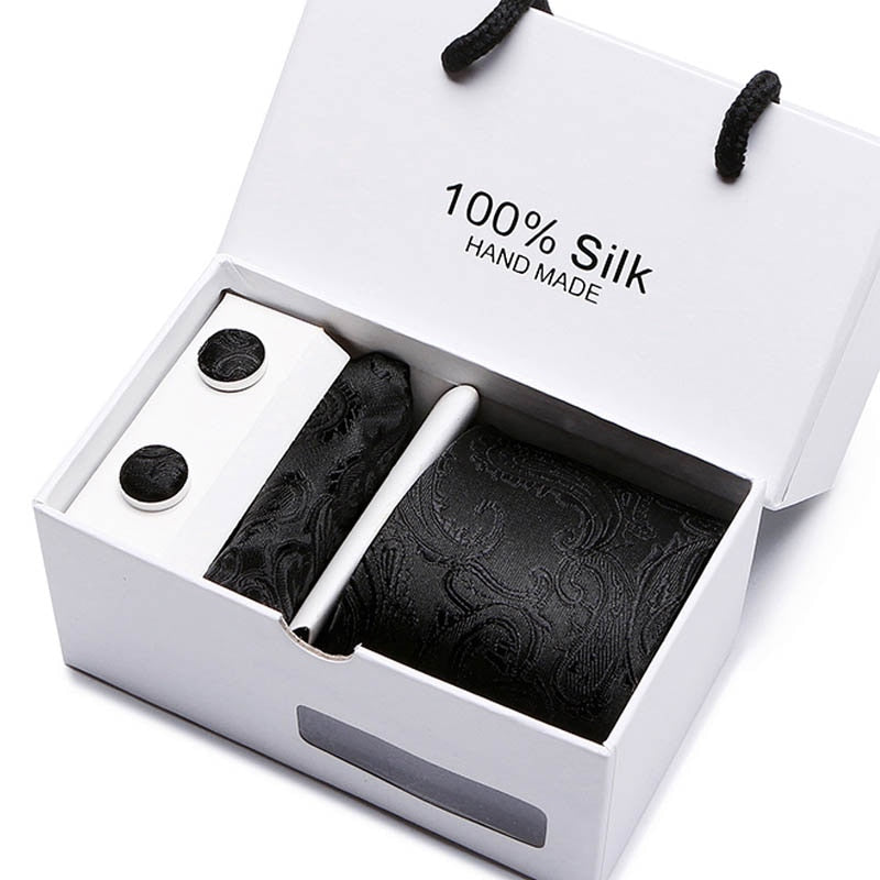 Gift box Luxury Necktie Pocket Square Cufflinks Handkerchief