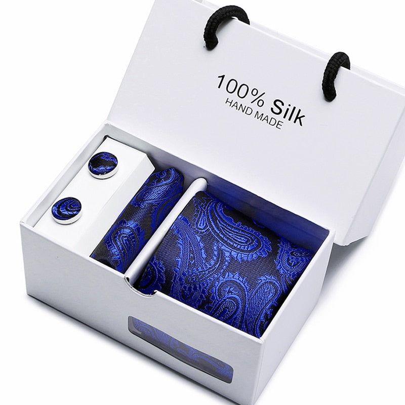 Gift box Luxury Necktie Pocket Square Cufflinks Handkerchief