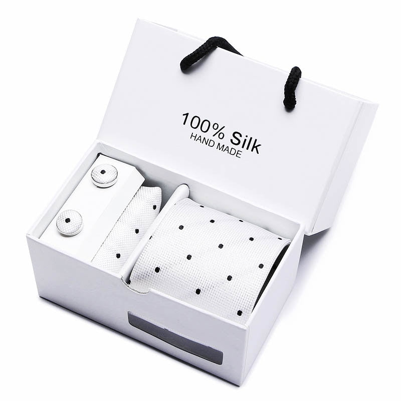 Gift box Luxury Necktie Pocket Square Cufflinks Handkerchief