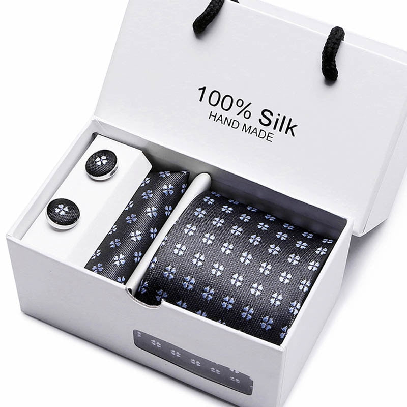 Gift box Luxury Necktie Pocket Square Cufflinks Handkerchief