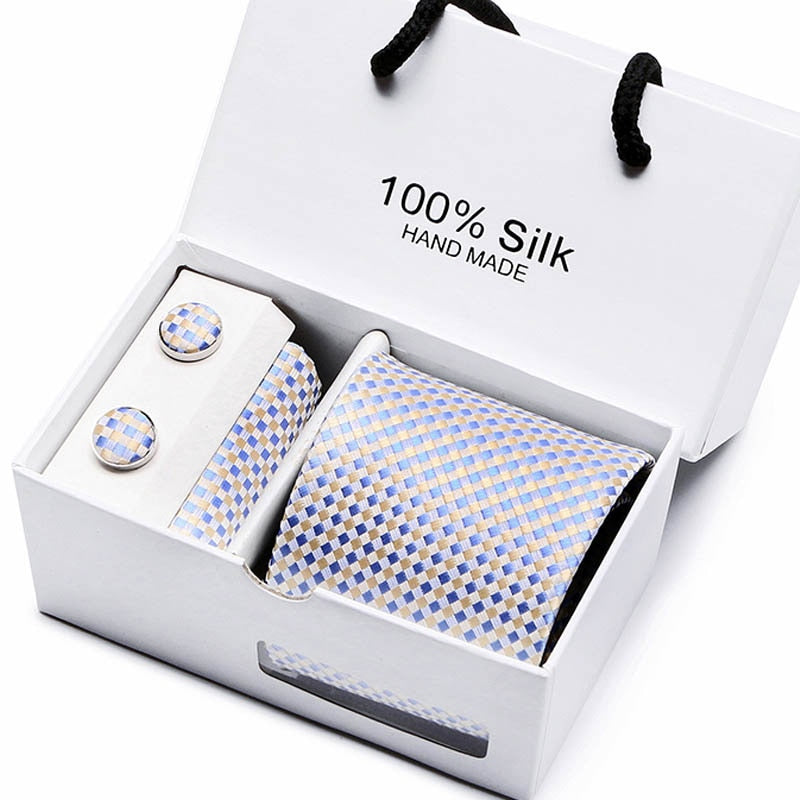 Gift box Luxury Necktie Pocket Square Cufflinks Handkerchief