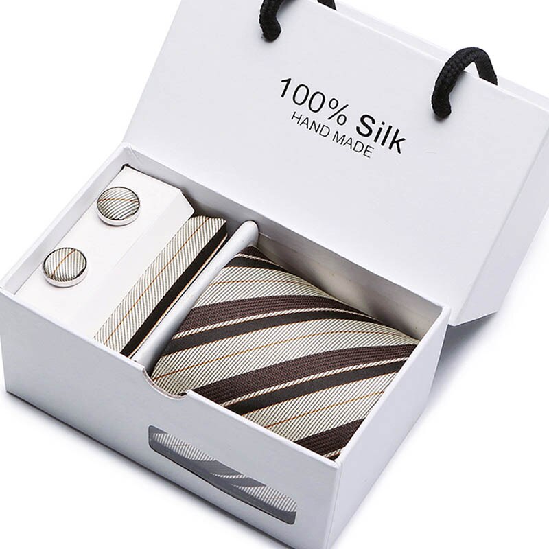 Gift box Luxury Necktie Pocket Square Cufflinks Handkerchief