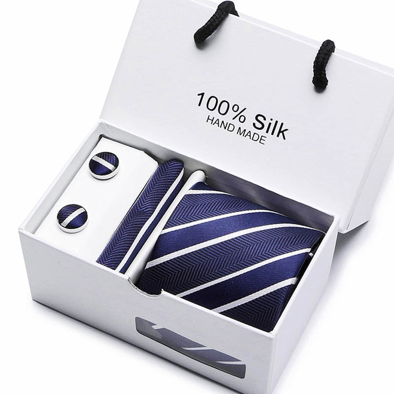 Gift box Luxury Necktie Pocket Square Cufflinks Handkerchief