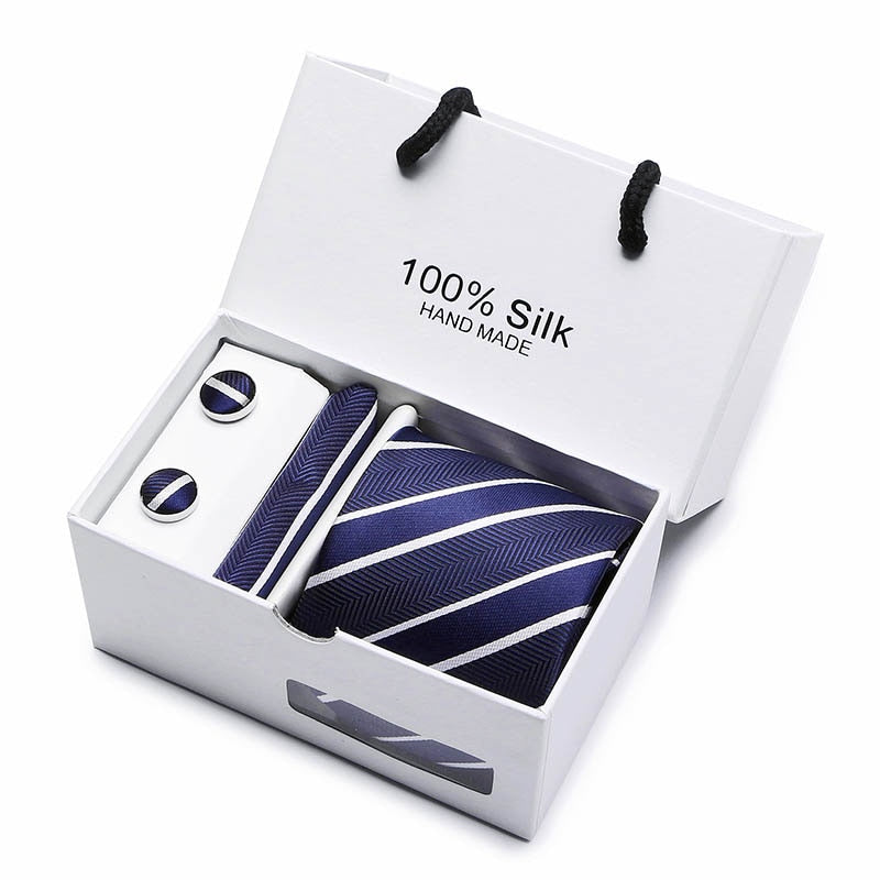 Fashion Silk Necktie Hanky Cufflink Set Ties