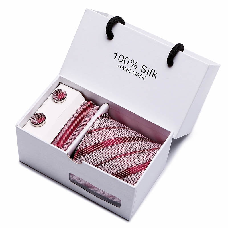 Fashion Silk Necktie Hanky Cufflink Set Ties