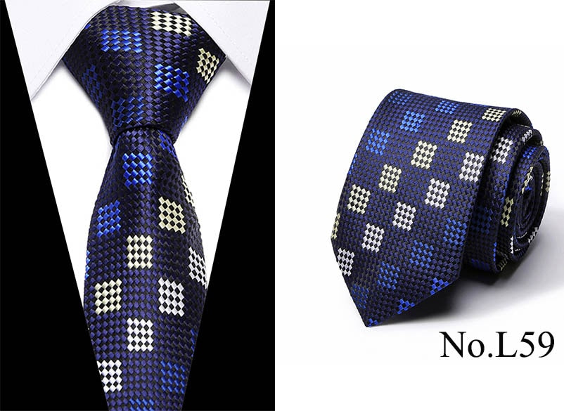 Men's Striped Plaid Pattern Business Silk Tie