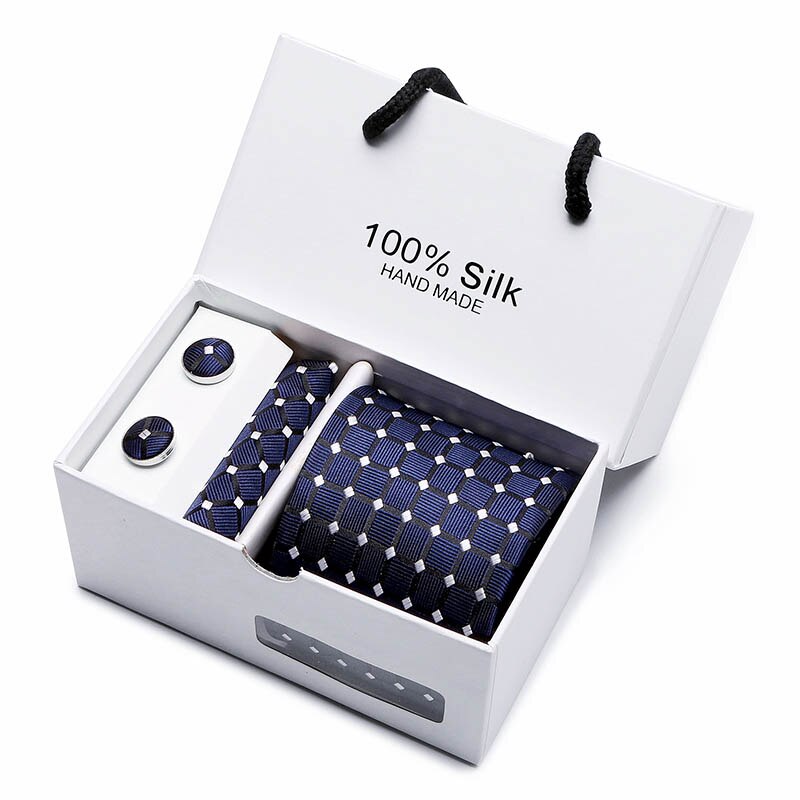 Fashion Silk Necktie Hanky Cufflink Set Ties