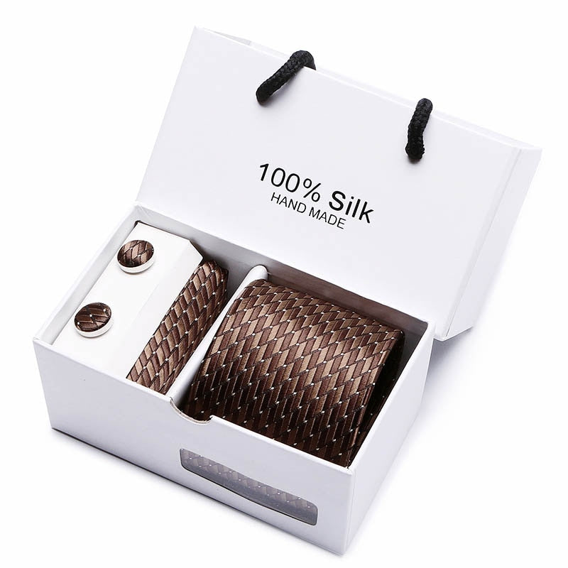 Gift box Luxury Necktie Pocket Square Cufflinks Handkerchief