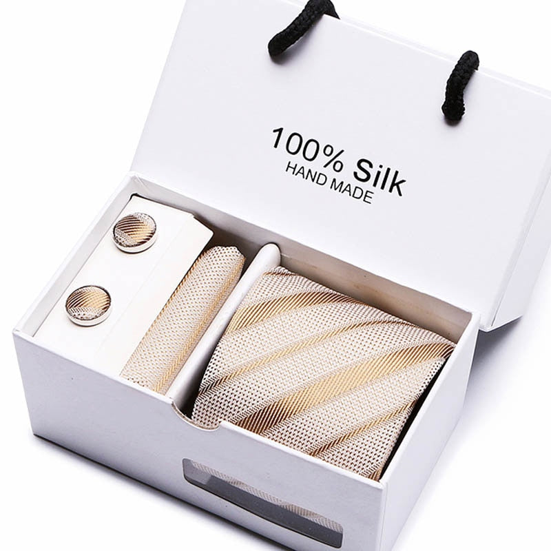 Fashion Silk Necktie Hanky Cufflink Set Ties