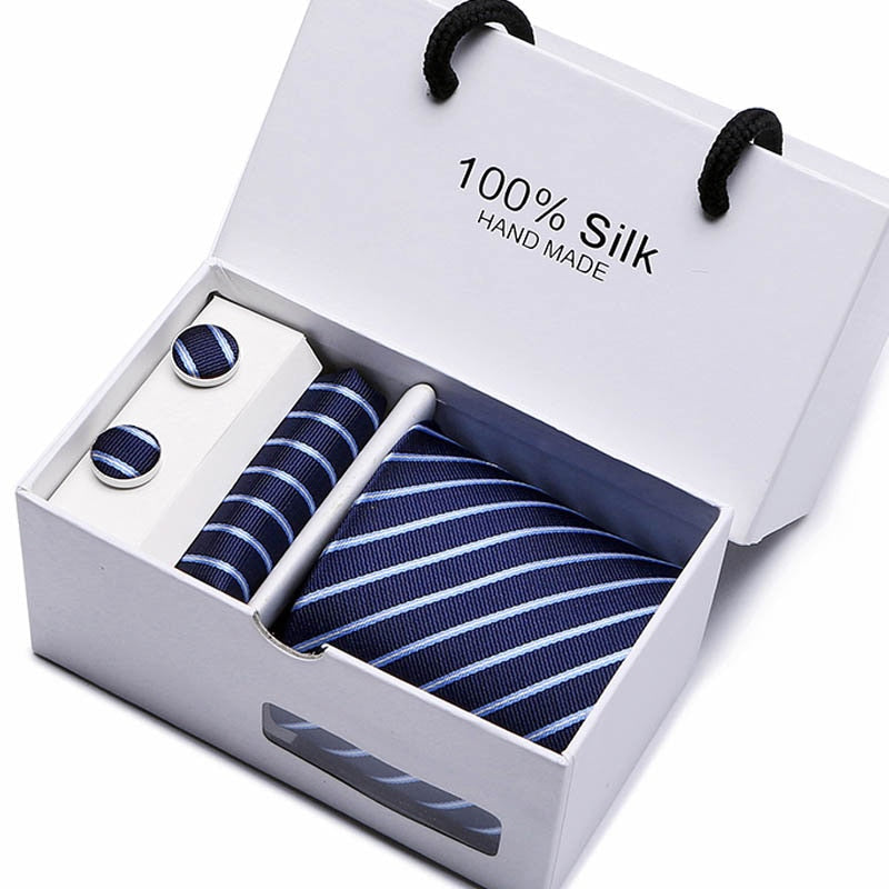 Fashion Silk Necktie Hanky Cufflink Set Ties